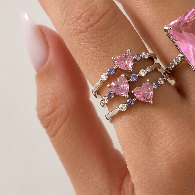 Aurora Hearts Pink Ring